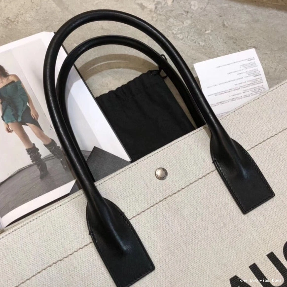 Tony Luxuries YSL IN GAUCHE RIVE AND BAG TOTE LEATHER LINEN 0711